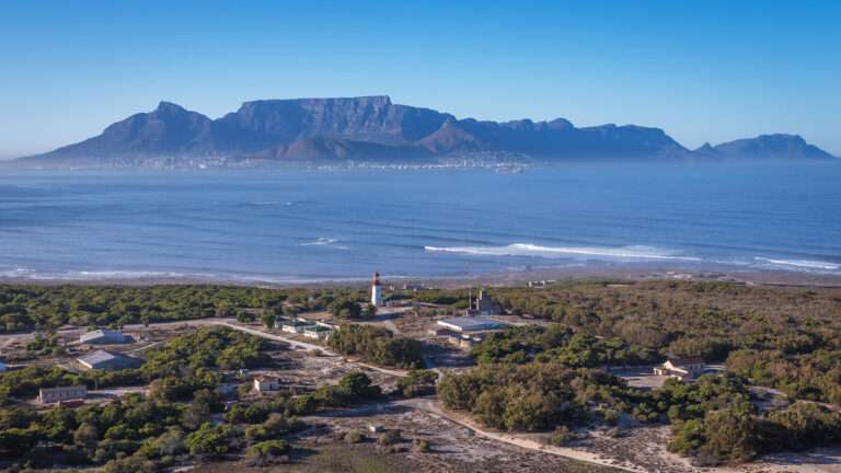 Cape Town Helicopters flying over Robben Island