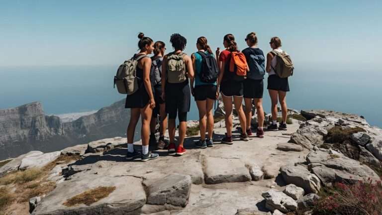 Hiking travellers group